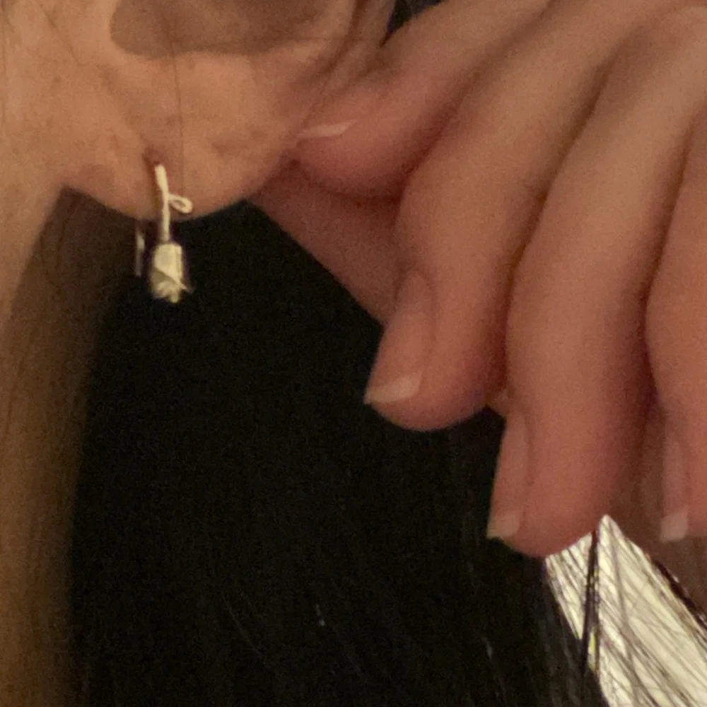Solitaire Hanging Rose Silver Earrings